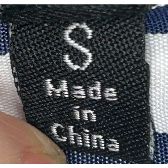 INA Blouse Womens Small Blue White Striped Off Shoulder Ruffle Tiered Top - Picture 6 of 7